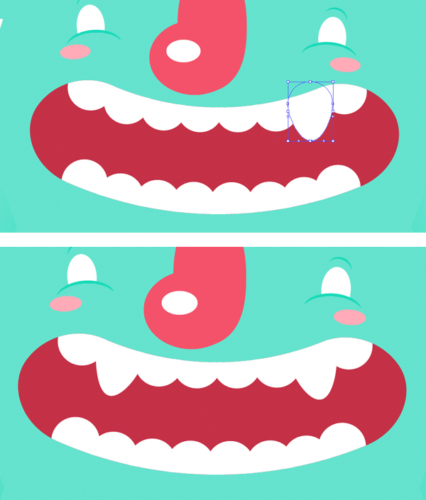 Object  Expand the teeth and make a pair of fangs