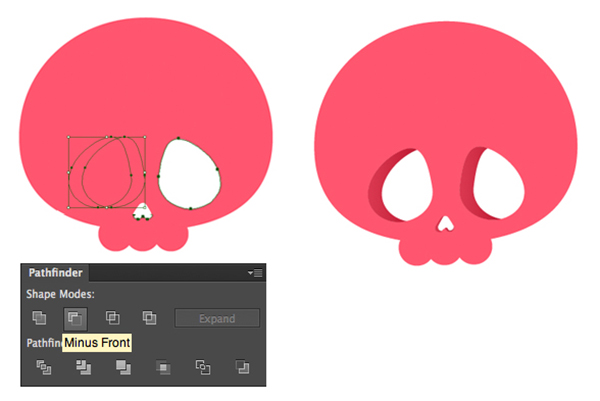 cut out the eye sockets in the scull