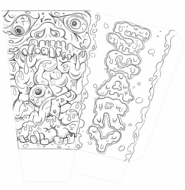 popcorn box template sketch