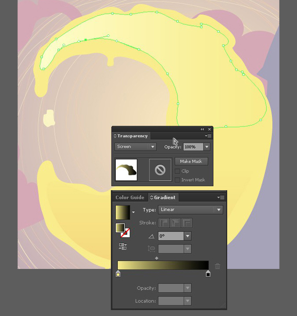 Add another shape for the upper part of the crescent in Screen mode