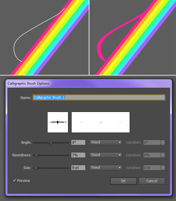 use brushes to curve your rainbow