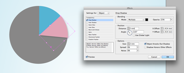 drop shadow on pie chart