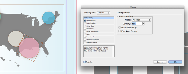 transparency applied to circles