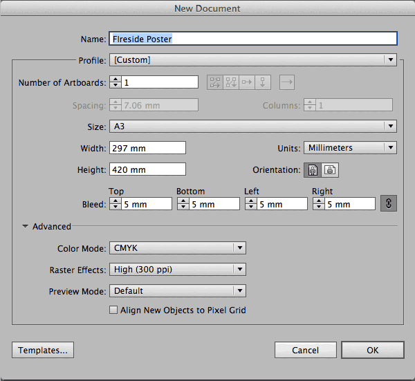 New Document Settings