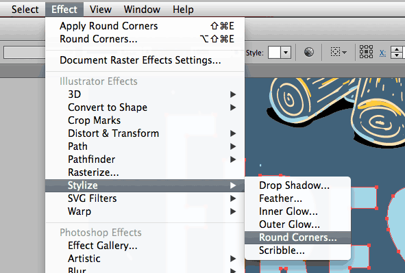 How to round the corners of the type