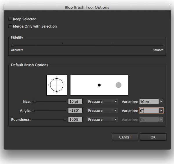 Blob Brush Options