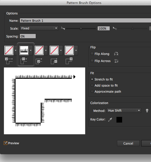 pattern brush options