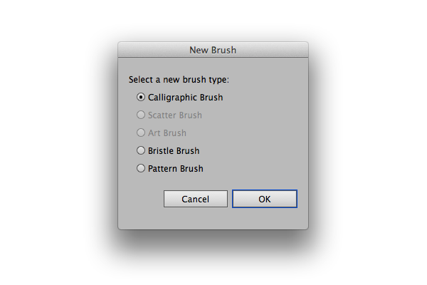 The Adobe Illustrator New Brush Panel