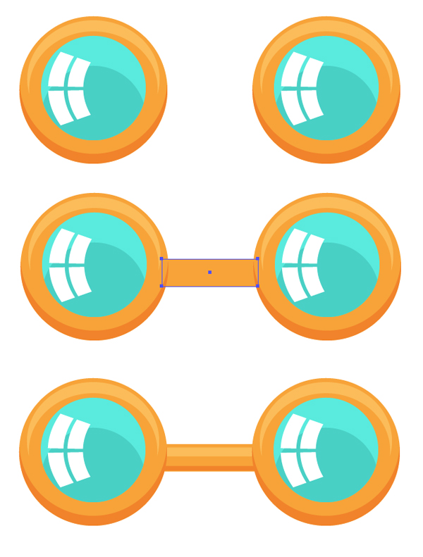 add second part of glasses and connect them with a bridge