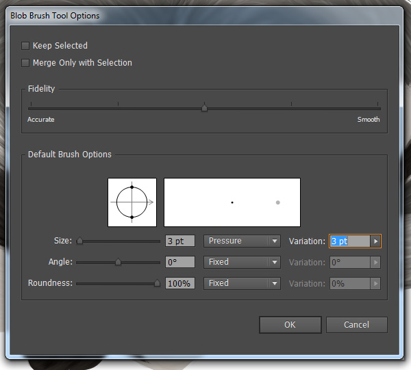 Blob Brush Tool Options