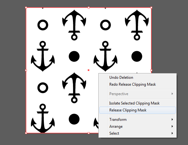 Anchor seamless pattern release clipping mask