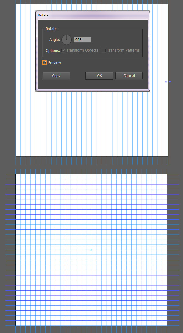 Create crossing lines with Rotate tool