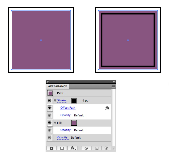 The pathon the left is closed, the one on the right is open. An Offset Path effect has been applied.