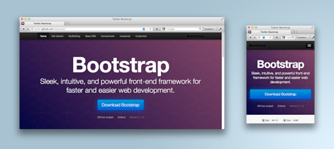 Screenshots of Twitter Bootstrap at desktop and mobile breakpoints