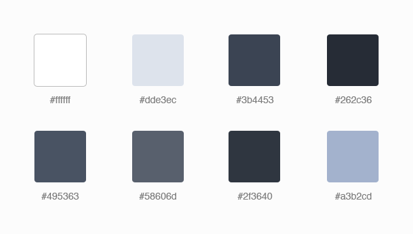 Eight main colours we're using for our design