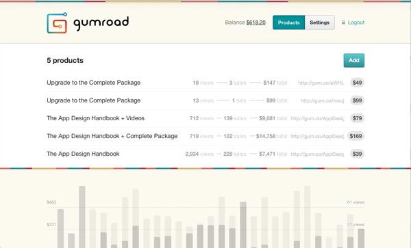 Gumroad's UI