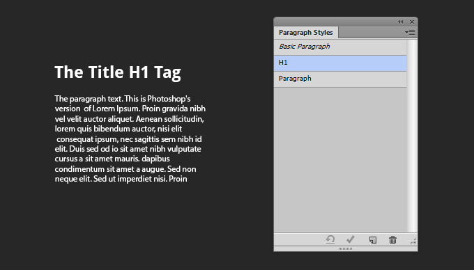 Photoshop CS6 Parapgraph Styles