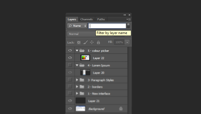 Photoshop CS6 Layer Search