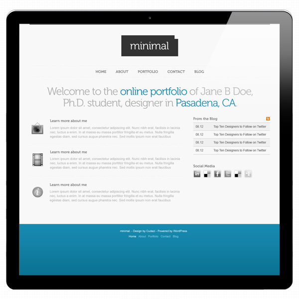 minimal web design portfolio template