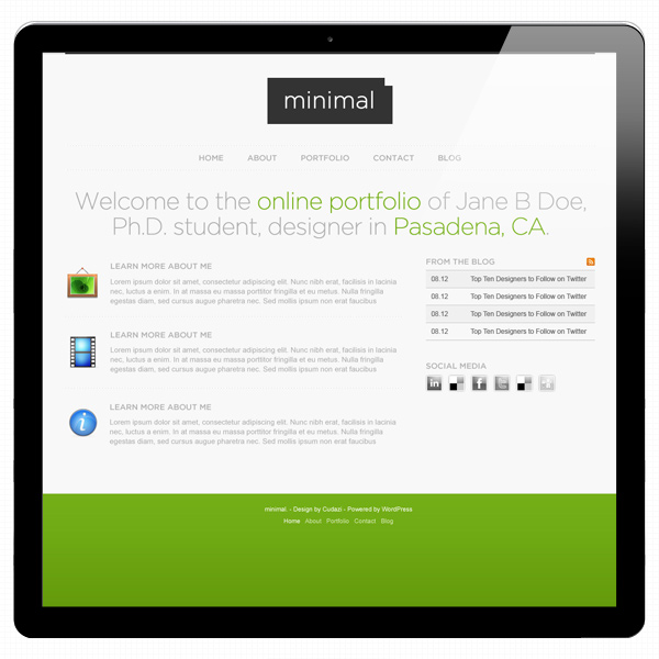 minimal web design portfolio template