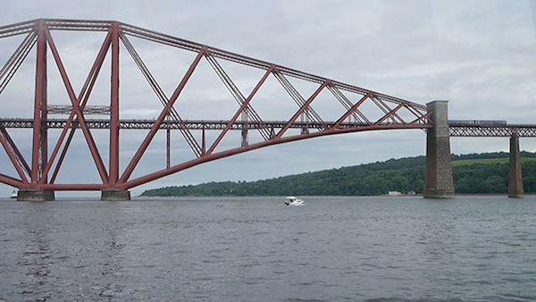 This is the original shot of a bland looking sky behind the Firth of Forth Bridge outside of Edinburgh Scotland