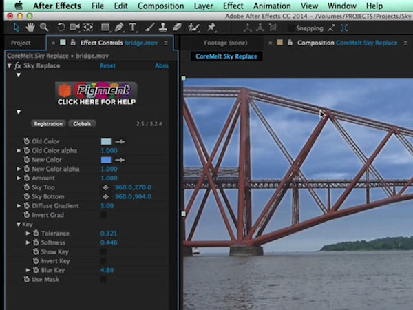 CoreMelt Sky Replace does a great job for quickly replacing skies Its available for After Effects Premiere Pro Final Cut Pro and Motion