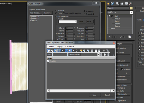 Add Objects to Cloth Simulation 