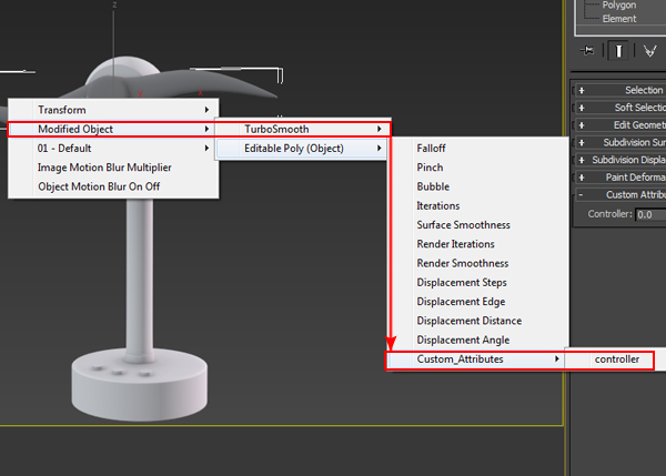 Modified Object  TurboSmooth  Custom_Attributes  Controller