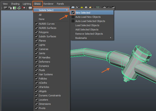 Show  Isolate Select  View Selected 