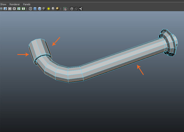 Isolate the angle pipe mesh