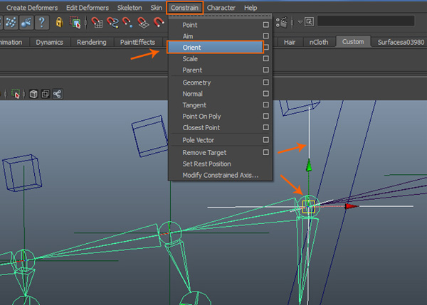 Applying orient constraint