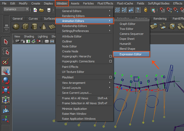 Go to Window  Animation Editors  Expressions Editor command