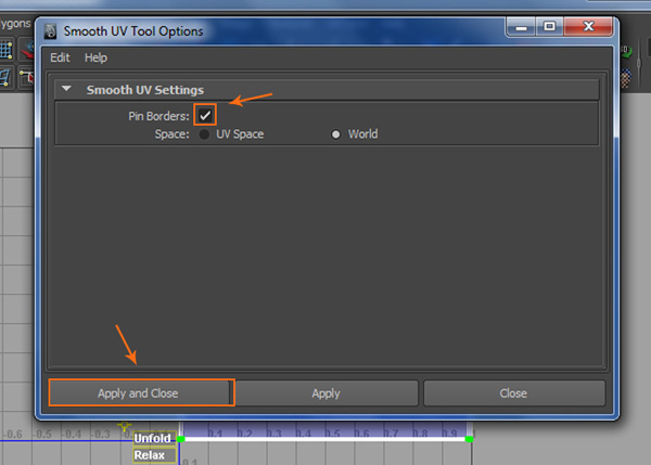 Smooth UV Tool Options window