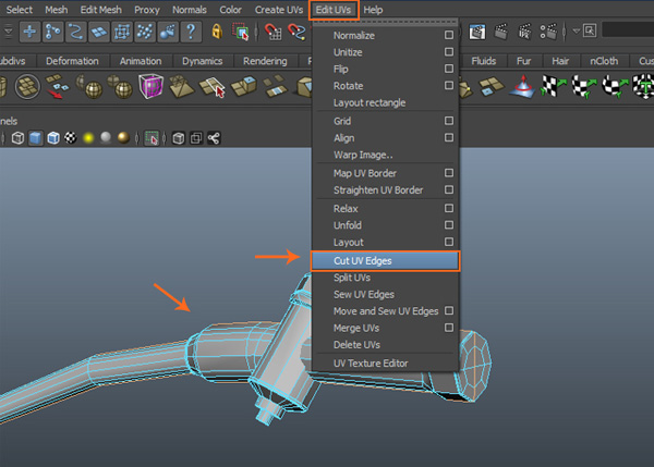 Edit UVs  Cut UV Edges