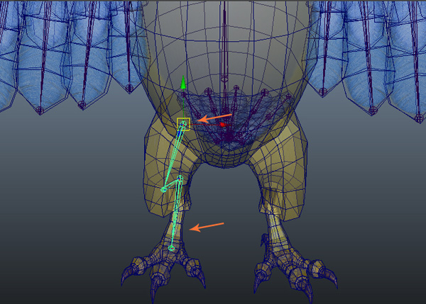 Place the joints inside the leg mesh