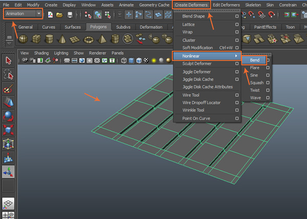 Create Deformers  Nonlinear  Bend 