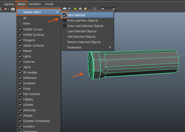 Show  Isolate Select  View Selected