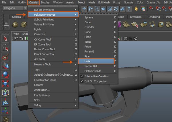 Create  Polygon Primitives  Helix 