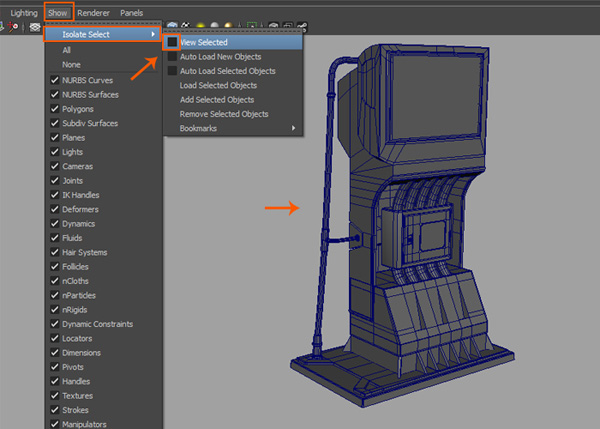 Show  Isolate Select  View Selected