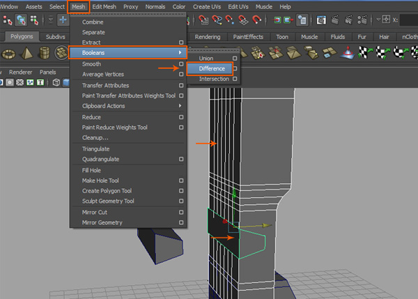 Mesh  Booleans  Difference command