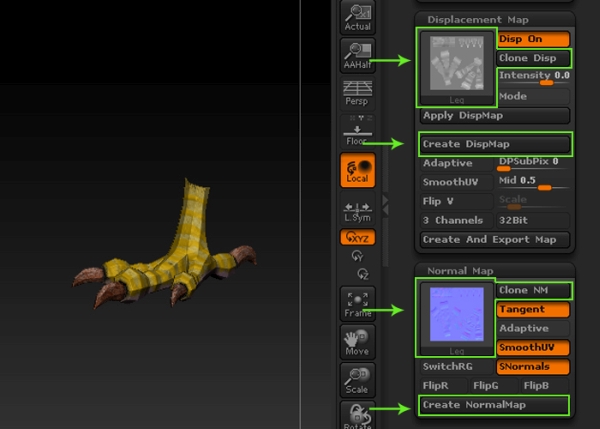 Displacement and Normal maps