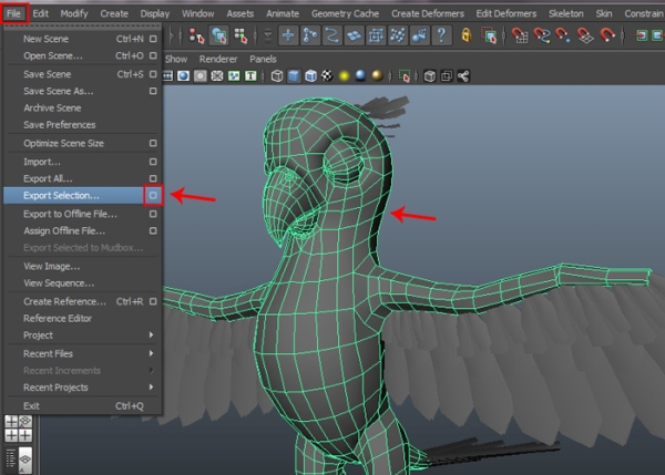 Export The Parrot Mesh