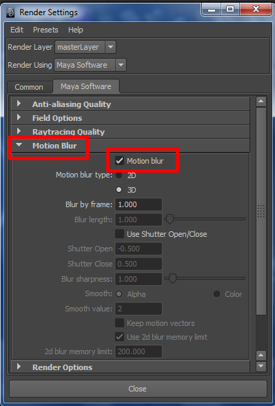 Tutorial Rendering with Motion Blur in Maya