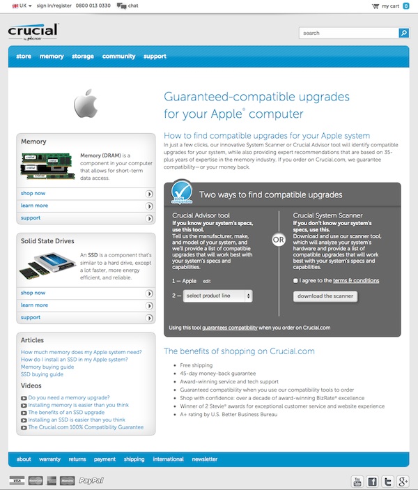 Crucial is a long established reputable supplier of Apple Mac memory upgrades