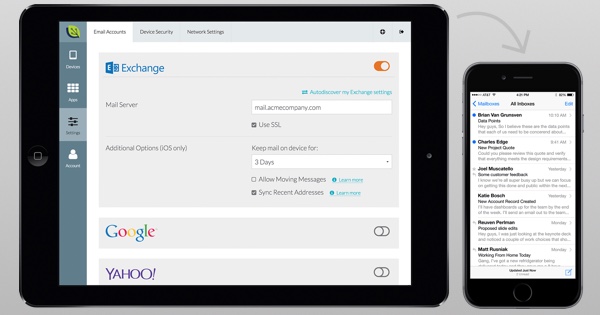 Pre-configure email accounts across devices and make it easy for you and employees