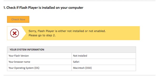 Checking the status of Flash on a Mac