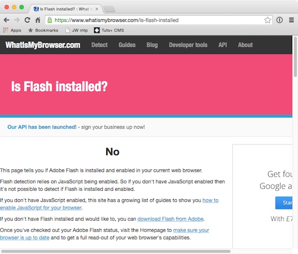 How to check whether Adobe Flash is installed