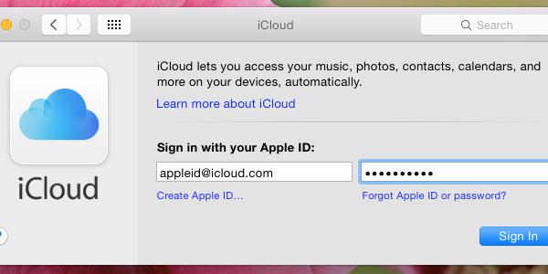 Enter your Apple ID and password or create an Apple ID