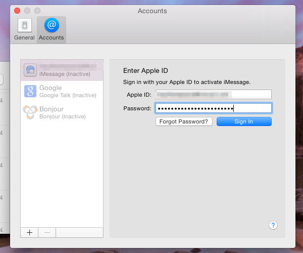 Log in with your Apple ID