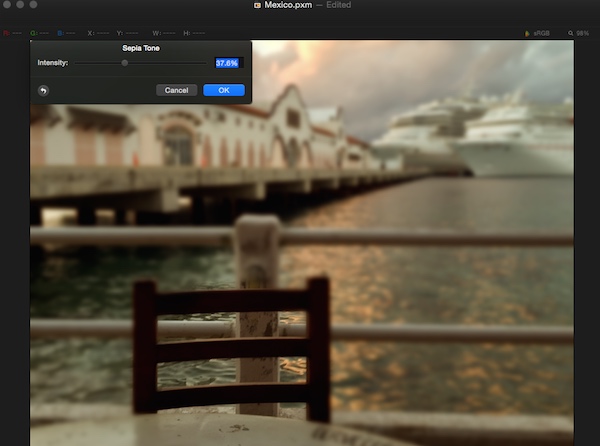 Adding color adjustments in Pixelmator